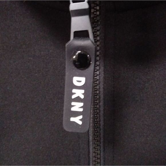 DKNY Black and White Women's Front Kangaroo Pocket Colorblock Sweatshirt Size L - Picture 7 of 10